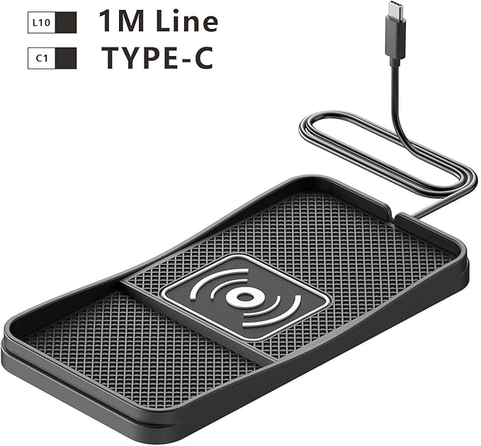 Car Wireless Charger Pad for Hyundai Venue 2020-2026, Fast Car Wireless Charging Pad for Car Center Console, Non Slip Charging Mat,1M-Type C