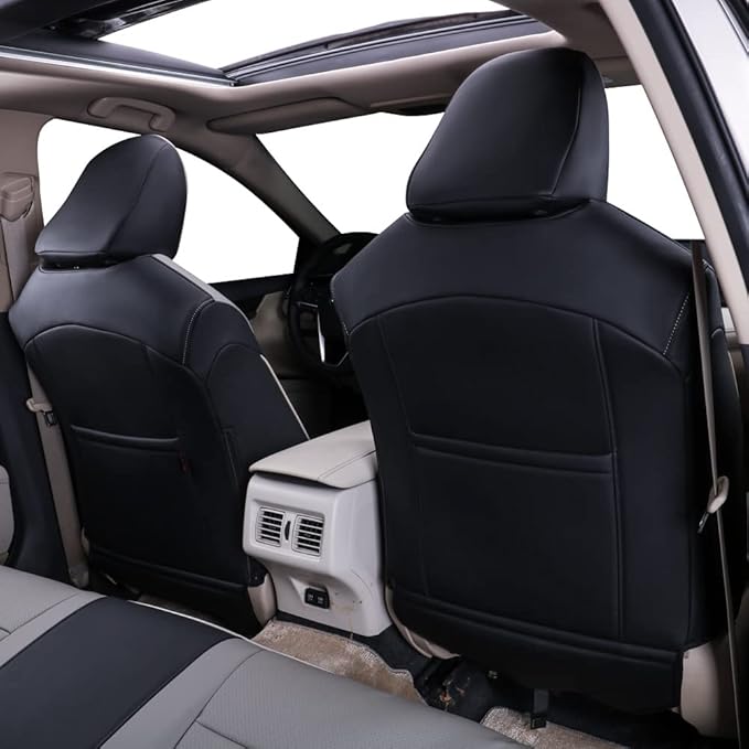 EKR Camry Car Seat Covers for Toyota Camry Hybrid LE,Hybrid SE 2018 2019 2020 2021 2022 2023 2024,Leather Car Seat Cover Full Set for Trucks SUV-Faux Leather(Black/Gray)