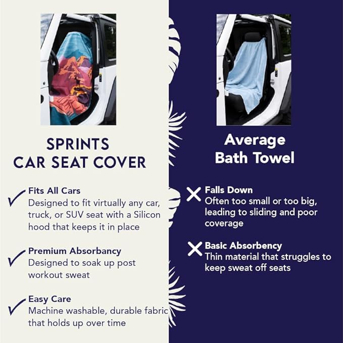 Sprints Athletic Running Towel, Full-Sized, Car Seat Cover - Performance Microfiber (Adobe Echo)
