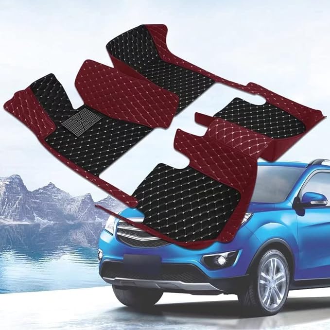Custom Car Floor Mats for 96% Sedan SUV Sports Car Protection Full Coverage Pads Anti-Slip Leather Floor Lining All Weather Car Floor Mats (Pink)
