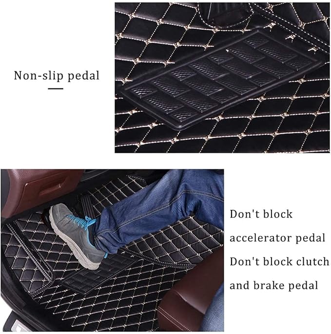 Custom Making Car Floor Mats Compatible for 2000-2025 All Mode Sedan SUV Sports Car Full Coverage Cute Pads Protection Non-Slip Leather Floor Liners (Brown)