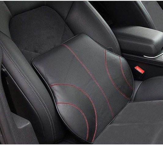 PU Soft Leather Lumbar Cushion,Car Seat Lower Back Support Pillow with Soft Memory Foam,Comfortable for Car Driving & Home Office Computer Chairs Back Pain Relief Corrects Posture
