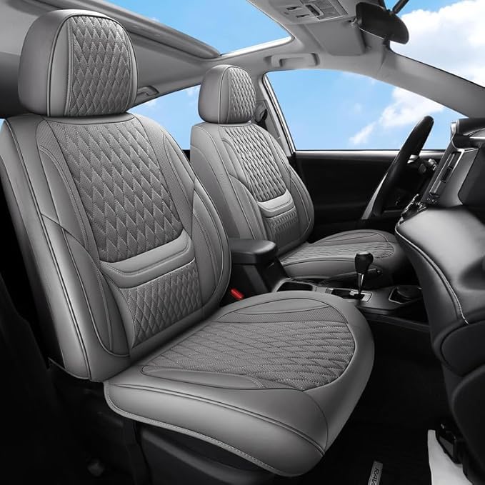 Car Seat Covers Full Set Custom Fit for Chevrolet/Chevy Volt 2010-2019 - Premium Faux Leather with Lumbar Support | Breathable, Waterproof, Anti-Slip, Durable (Gray,Full Set)