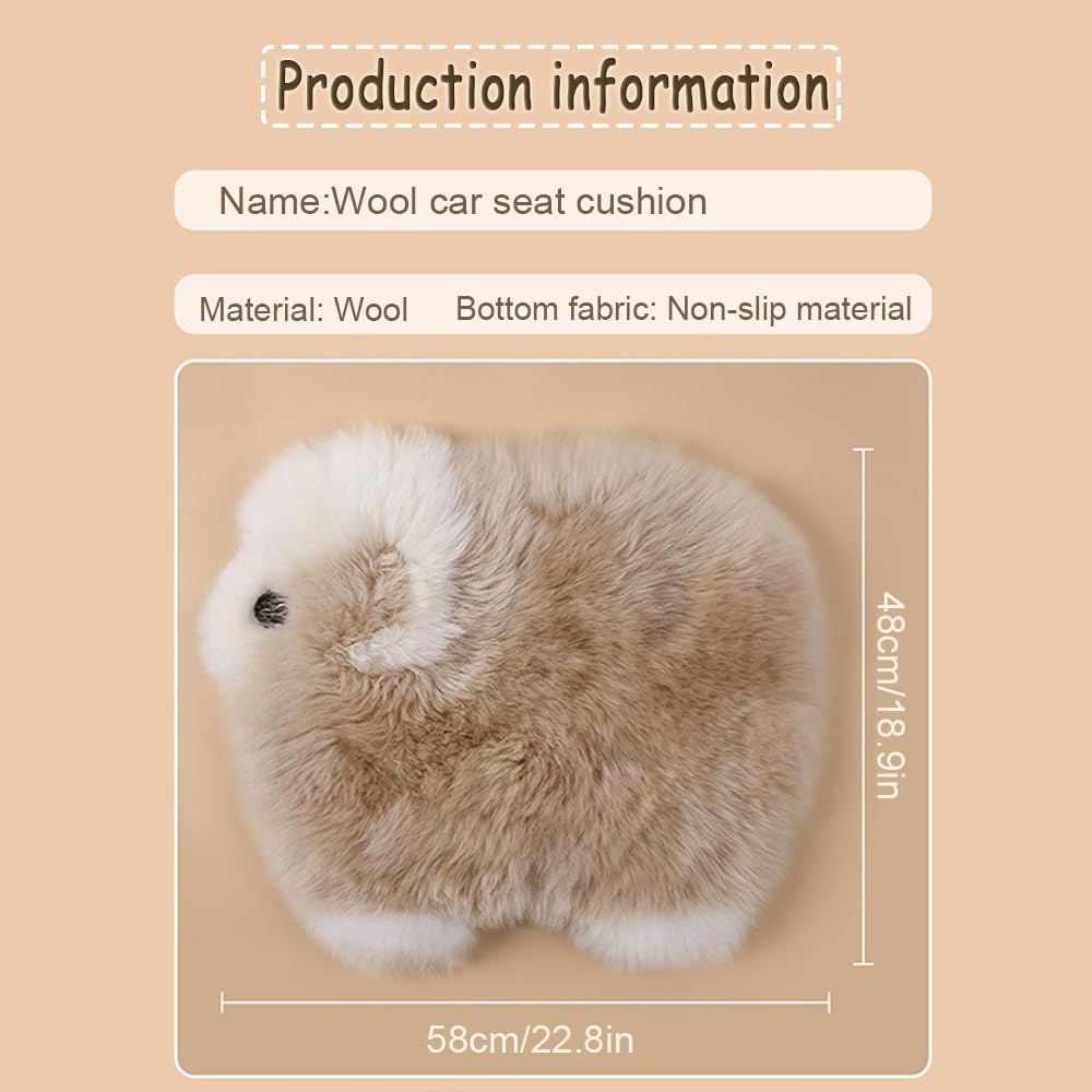 Genuine Wool Car Seat Cushion Comfort Style，Adorable Sheep Shaped Cushion for Car Seats & Chairs Natural Cute Wool Seat Soft Cover Universal Fit (1PC) (Dark Grey)