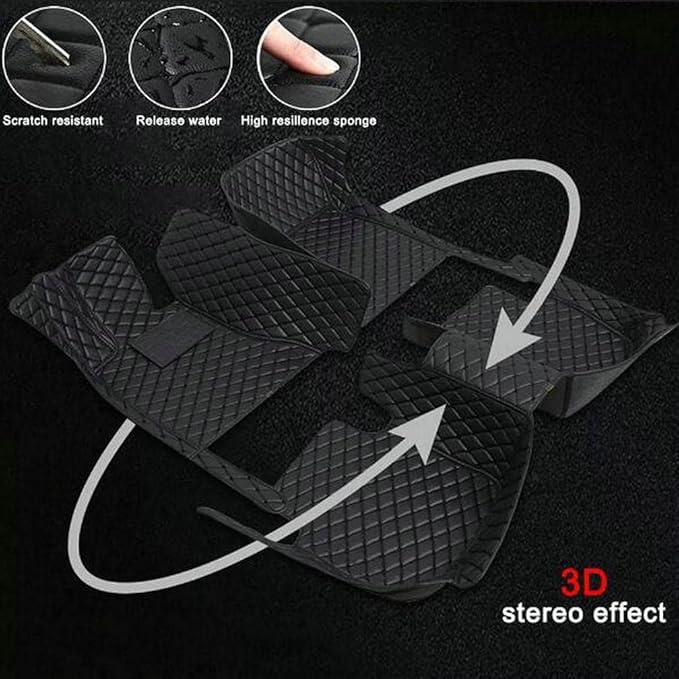 TREGOO All Weather Car Mats Custom Fit Non Slip Floor Mats for 1998-2025 Cars Personalized Leather Protection Pads Suitable for Men Women (Edge Light Brown, Medium Black Beige)