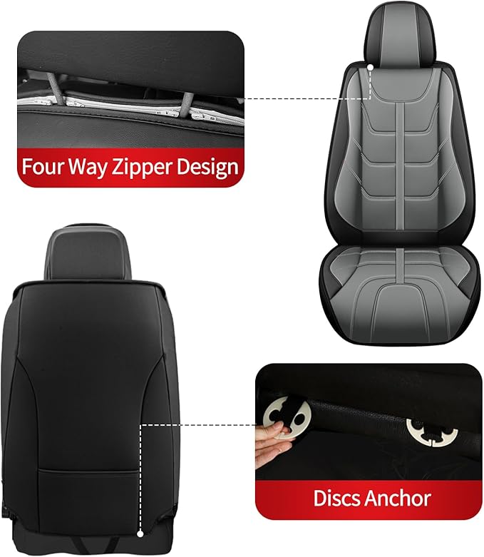 TTX LIGHTING Car Seat Covers fit for Honda Civic 2003-2026 Full Set: Premium Leather Automotive Seat Cover with Airbag Compatible Waterproof (5 Seats, Black & Gray)