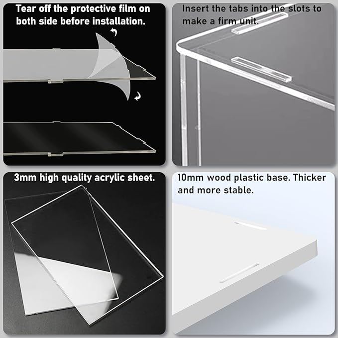 Choowin 20 inch Tall Acrylic Display Case for Lego Statue of Liberty 21042 Display Thickened Clear Acrylic Display Cases for Collectibles Figures Doll Assemble Dustproof Display Box(White Base)