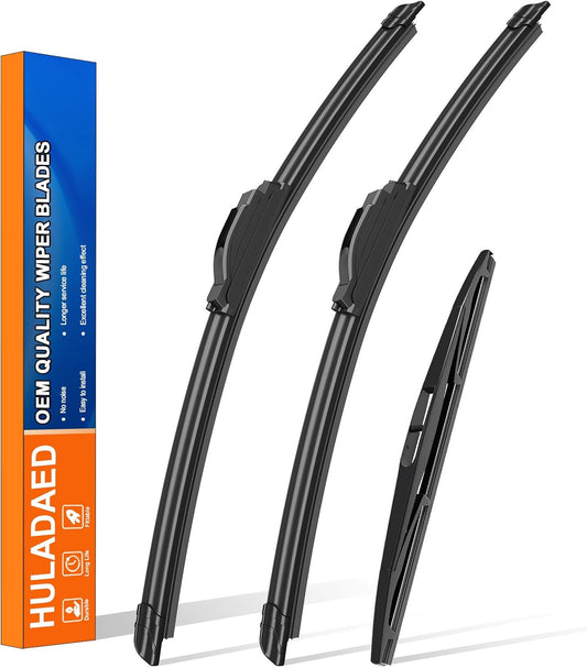 HULADAED® 16'' 16'' 12'' Windshield Wipers Replacement for Jeep Wrangler 2024-2018,Silicone Front Rear Wiper blades for MY Car-All Weather & Quiet(3 PACK)