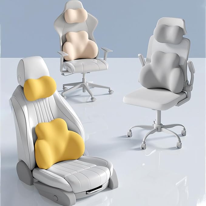 Car Lumbar Support Pillow for Alfa Romeo Giulia EV Sedan 2025 Memory Foam Back Support Cushion Breathable Car Seat Lumbar Pad Accessories,Beige