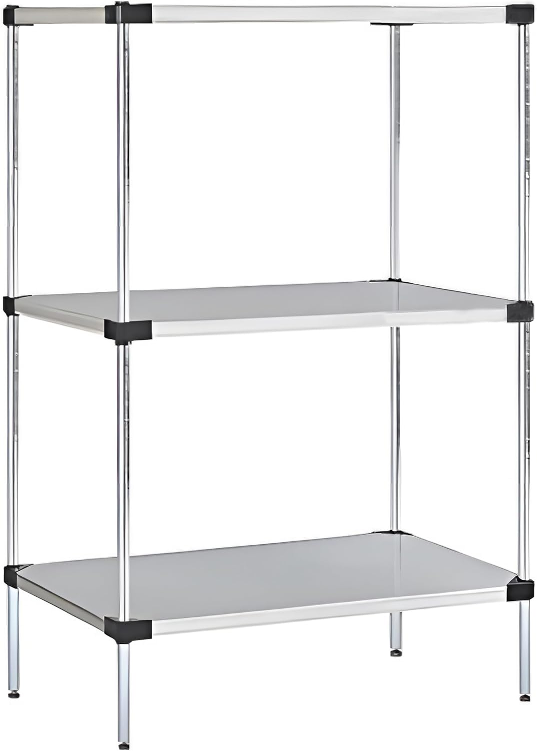 Omega Solid Stainless Steel Shelves, 14" Deep x 36" Wide x 34" High 3 Tier Heavy Duty Solid Shelving Unit for Kitchen Garage Office Restaurant Warehouse 800-lb Per Shelf Weight Capacity