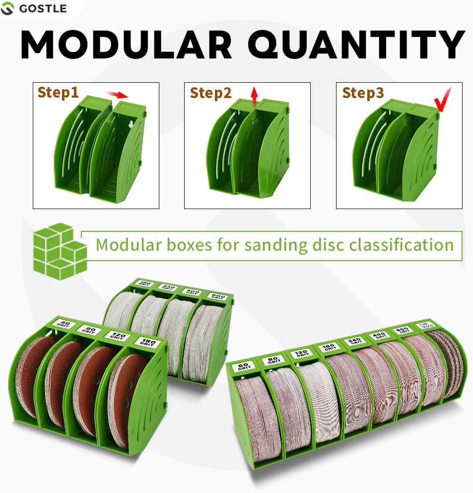 5 Inch Professional Sanding Discs Tool Storage Boxes Set - Efficient Organization, Offset Snap-On Connection, Grit Classification, Space-Saving Design, Versatile Application - 8 boxes