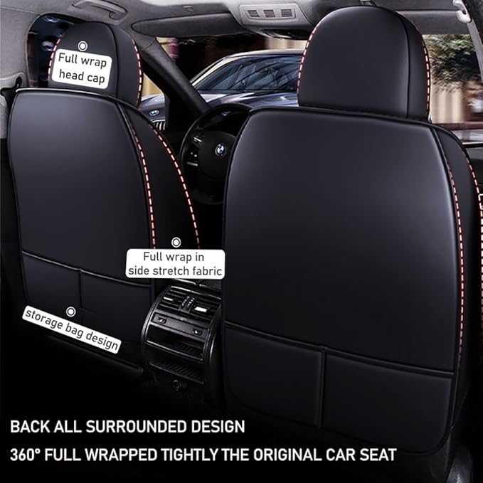 for Toyota CHR Seat Covers 2018-2026, Full Coverage Customized Car Seat Covers, Premium Leather Waterproof Stain-Resistant Easy to Install (Standard 5 Seats, Black)