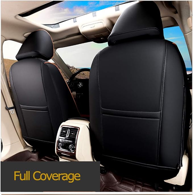 EKR Rav4 Seat Covers Custom Fit for Toyota Rav4 XLE,Platinum,Limited 2013-2018 & SE 2016-2018, Leather Car Seat Cover Full Set for SUV,Faux Leather(Black with Red Trim)