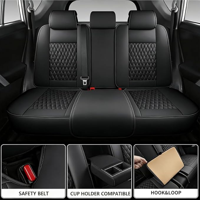 Car Seat Covers Full Set Custom Fit for Chevrolet/Chevy Cruze 2011-2019 - Premium Faux Leather with Lumbar Support | Breathable, Waterproof, Anti-Slip, Durable (Black,Full Set)
