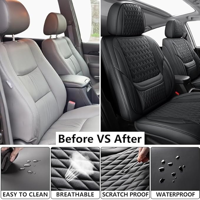 Front Seat Car Seat Covers Custom Fit for Chevrolet/Chevy Trailblazer 2021-2026 - Premium Faux Leather with Lumbar Support | Breathable, Waterproof, Anti-Slip, Durable (Black,Front Seat)