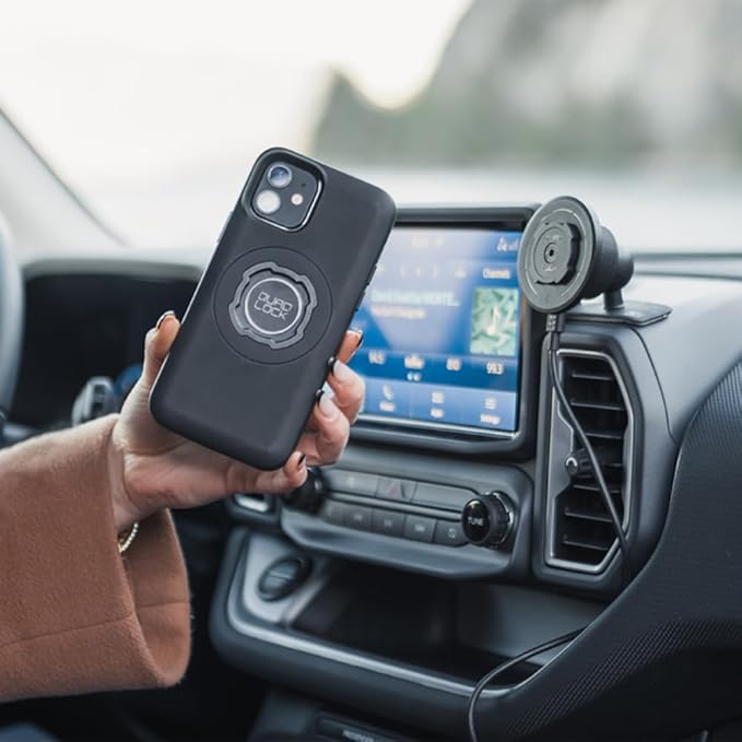 Quad Lock Adhesive Dashboard/Console Car Phone Holder Kit with MAG Wireless Charging Head V2 and MAG Phone Case for iPhone 15 Plus