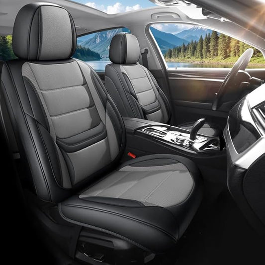 Car Seat Covers Custom Fit for Chevrolet/Chevy Cobalt 2004-2010 , Premium Faux Leather Waterproof Car Seat Protectors with Lumbar Support, Breathable Anti-Slip Easy to install(Black&Gray,Full set)
