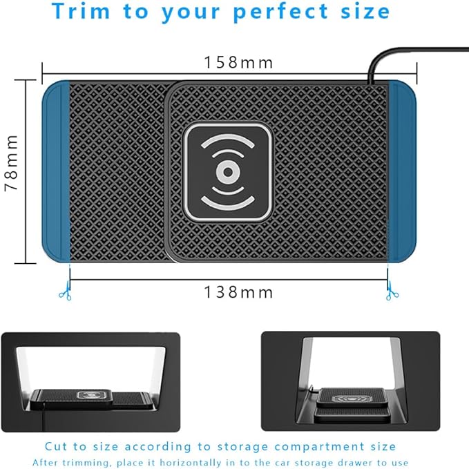Wireless Charging Pad for Car for Honda Civic(Hatchback) Fit 2000-2026, Non-Slip Type C/USB 20W Fast Phone Charging Pad DIY Trim-to-Fit No Interior Damage,B&Type-C