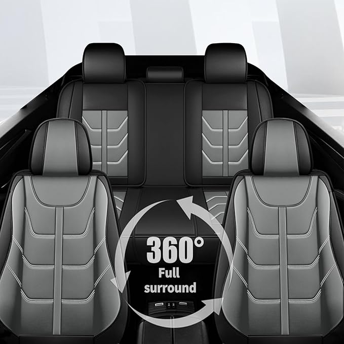 TTX LIGHTING Car Seat Covers fit for Toyota Corolla 2000-2019 Full Set: Premium Leather Automotive Seat Cover with Airbag Compatible Waterproof (5 Seats, Black & Gray)