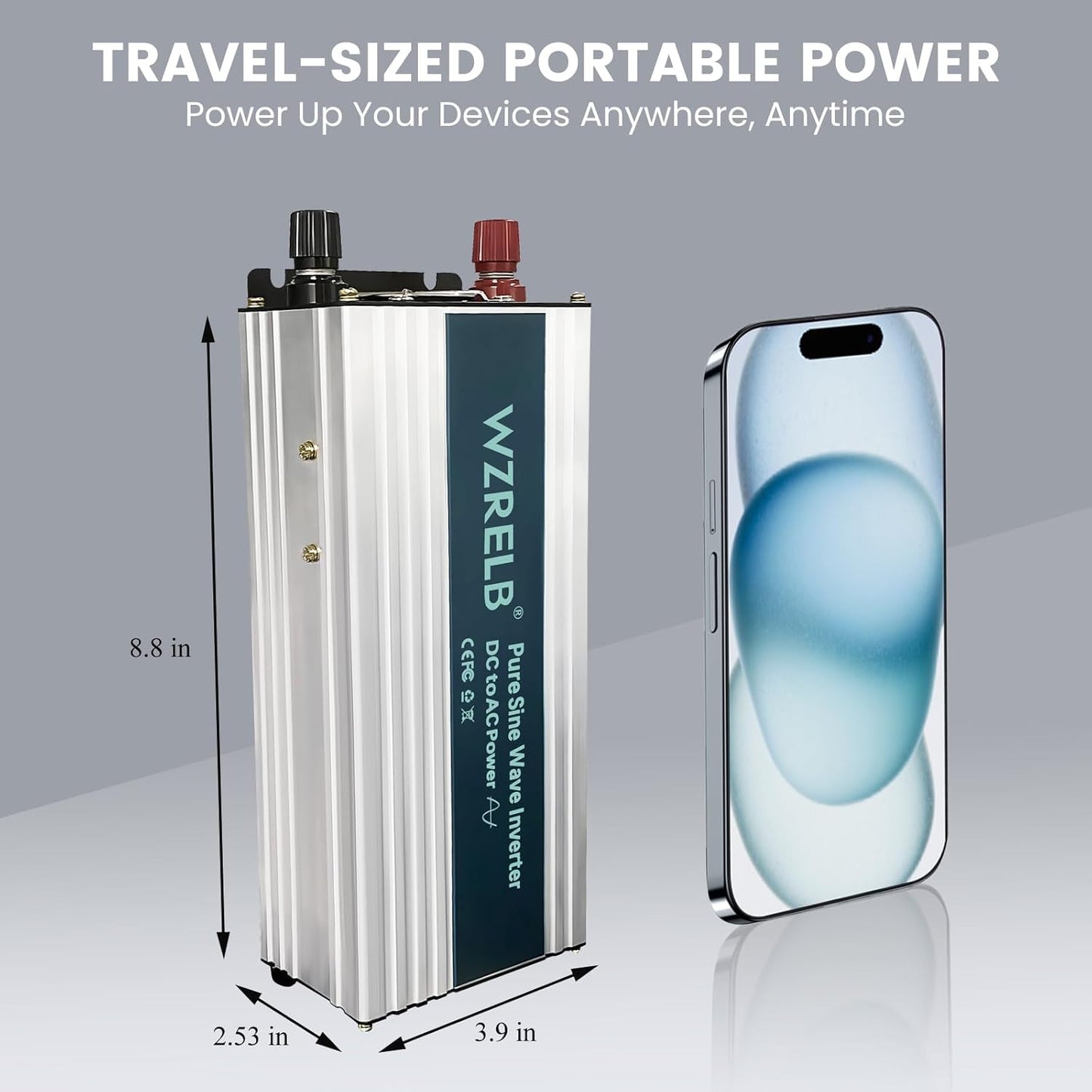 WZRELB 1200W Pure Sine Wave Inverter 36V DC to 110V 120V AC Power Converter with LED Display, Off-Grid Portable Power Inverter with 2 AC Outlets for Home, RV, Truck, Camping