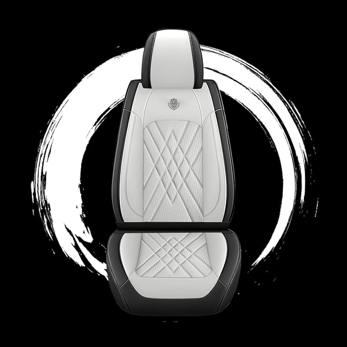 Car Seat Covers Compatible with Toyota Camry 2012-2026 Durable Waterproof Automotive Seat Covers Stretchable Fabric Material, Airbag Compatibility, Premium Nappa Leather(Black White, Full Set)