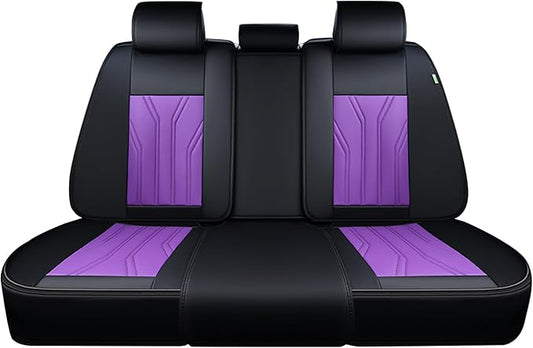 FLORICH Rear Seat Covers Leather Car Seat Covers Waterproof Back Seat Cover Automotive Seat Covers Universal Seat Cushion Protector for Most Cars Trucks SUV-Black&Purple