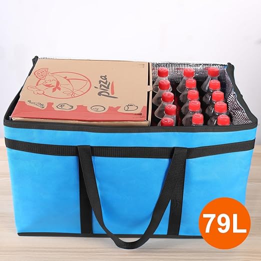 Bodaon 4-Pack Cooler Insulated Food Delivery Bag, Rideshare Delivery Bag, XXX-Large Thermal Bags for Catering/Hot Pizza, Travel/Camping/Picnic/Grocery Reusable Warmer Frozen, Blue-Black Edge