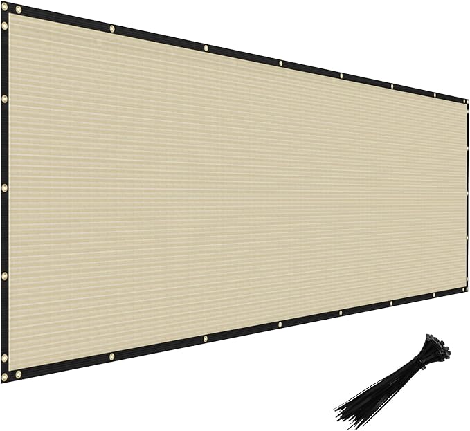 Windscreen4less Privacy Fence Screen Heavy Duty Windscreen Fencing Mesh Fabric Shade Net Cover for Outdoor Wall Garden Yard Pool Deck, 8'x129' Beige