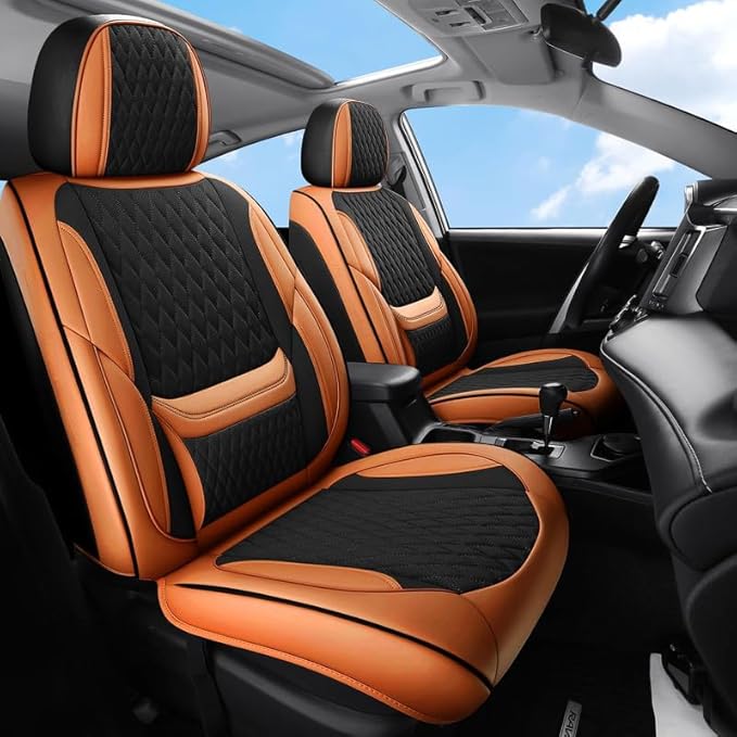 Car Seat Covers Full Set Custom Fit for Buick Regal 2009-2020 - Premium Faux Leather with Lumbar Support | Breathable, Waterproof, Anti-Slip, Durable (Black&Brown,Full Set)