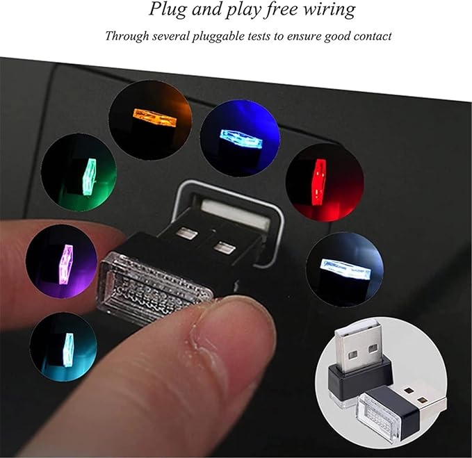 1/4/10 PCS USB LED Light Car Interior Styling Atmosphere Decorative Lamps Mini Universal Portable Ambient Lighting Kit Red Bule(10 PCS_Red)