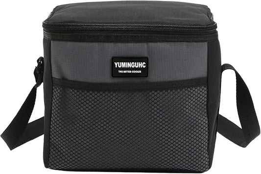 6 Can/5L Lunch Bag for Women Men Portable Lunch Box Small Cooler Bag Soft Collapsible Reusable Insulated Lunch Tote for Everyday Work Travel (Grey)