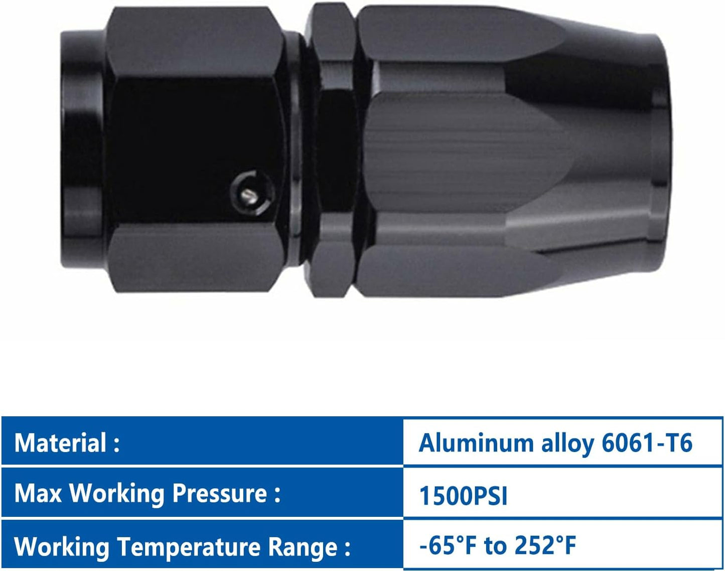 LokoCar 4AN Hose End Fitting 0 Degree Straight Swivel For CPE Braided Hose Black 2Pcs