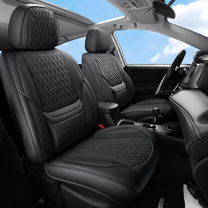 Front Seat Car Seat Covers Custom Fit for Buick Lacrosse 2004-2019 - Premium Faux Leather with Lumbar Support | Breathable, Waterproof, Anti-Slip, Durable (Black,Front Seat)