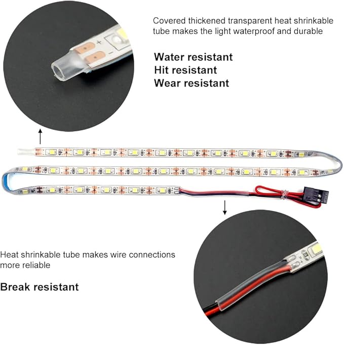 Waterproof LED Light Strips for RC Cars Trucks Airplanes Boats Drones Fixed Wing AR Wing Model Underglow Light (Yellow)