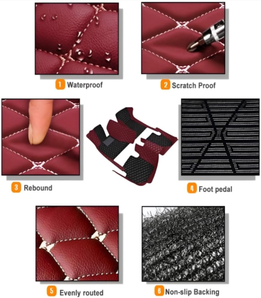 Add Personal Touch to Your Vehicle with IMEISH Customizable Logo Text Car Mats for 99% of vehiclesPads Protection Non-Slip Leather Floor Liners (Black red Stripe)