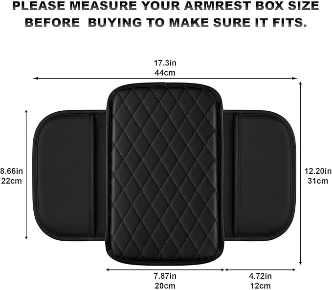 Upgraded Car Center Console Cover Fit for bZ4X Faux Leather Car Armrest Cover Cushion with 2 Storage Bags,Car Armrest Storage Box Interior Accessories(Black)