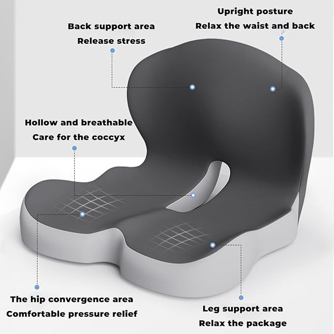 Back and Seat Cushion, Soothe+Cushion,Car Seats with Lumbar Support,Memory Foam Non Slip Skin with Back Support for Office Chair, Car (Color Matching D)