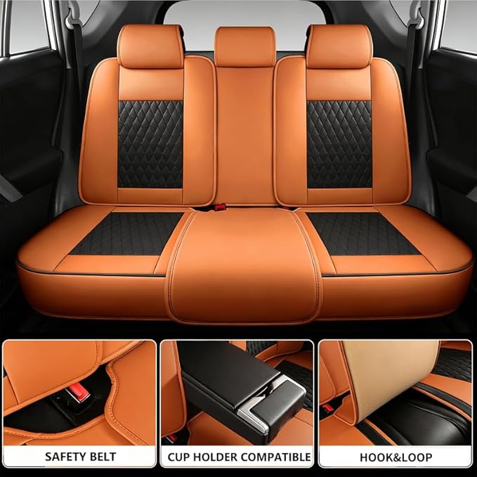 Car Seat Covers Full Set Custom Fit for Chevrolet/Chevy Trax 2015-2026 - Premium Faux Leather with Lumbar Support | Breathable, Waterproof, Anti-Slip, Durable (Black&Brown,Full Set)