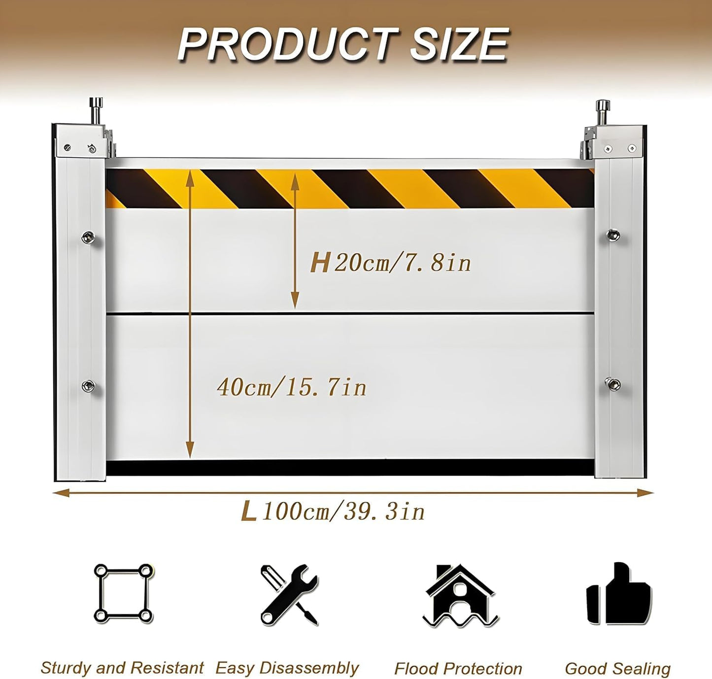 Flood Barriers for Home Exterior - Aluminum Alloy Outdoor Easy Flood Barrier Garage Doors Water Barriers for Flooding,H7.9 Inch/L10FT