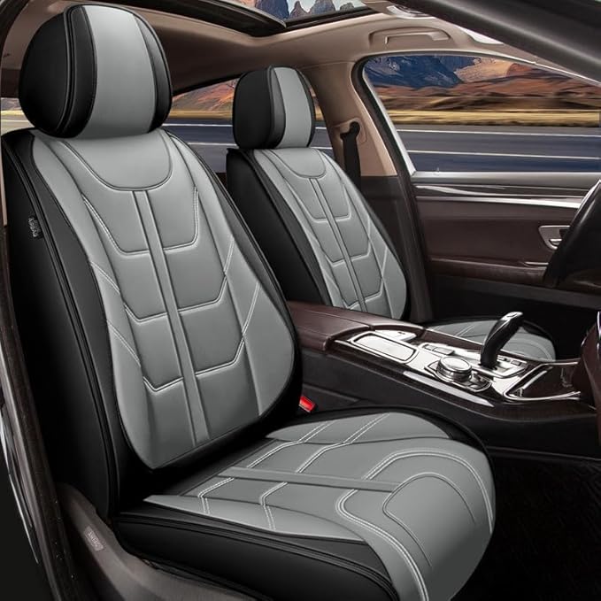 TTX LIGHTING Car Seat Covers fit for Nissan Altima 2009-2026 Full Set: Premium Leather Automotive Seat Cover with Airbag Compatible Waterproof (5 Seats, Black & Gray)