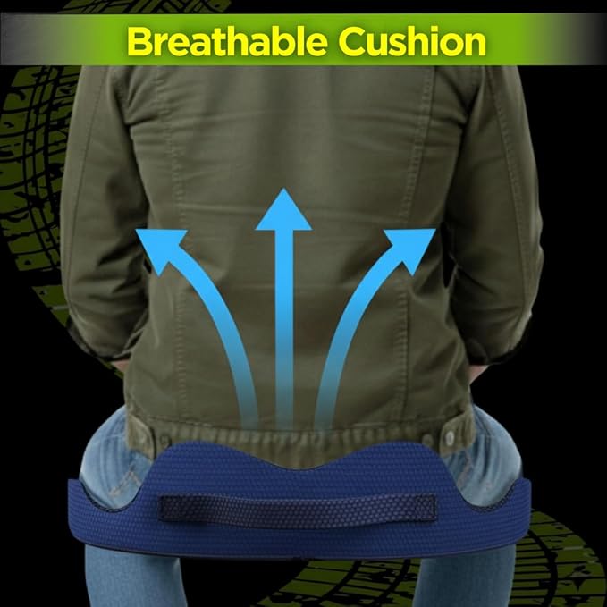 Medium Truck Seat Cushion for Truck Driver Seat Cushion - Upgraded Back Support, CertiPUR-US® Certified - Thick Memory Foam, Pain Relief for Hours of Driving, Trucker Approved Big Rig - Navy