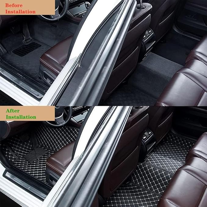 Custom Making Car Floor Mats Protection Pads for 99% Sedan/Coupe/Hatchback/SUV/Pickup Men Women Car Floor Mats Coverage Pads Anti-Slip Leather Floor Lining (Black Red)