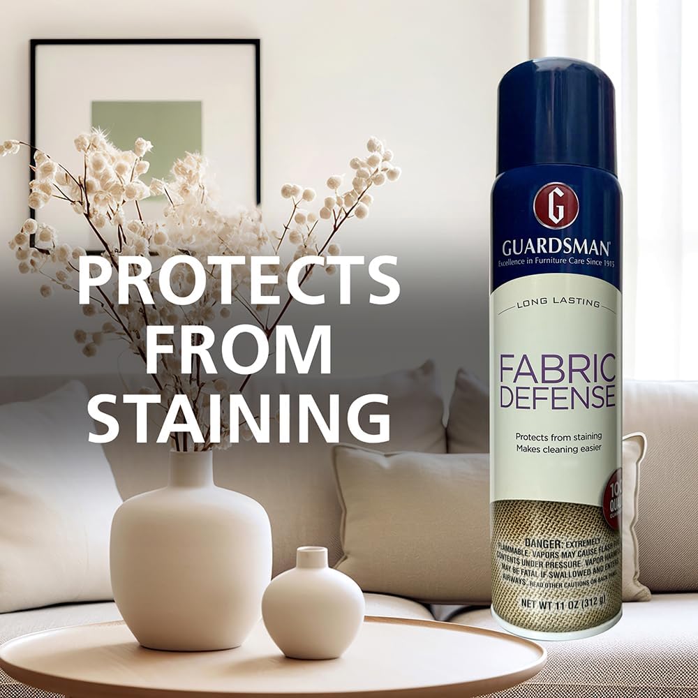 Guardsman Fabric Defense & Upholstery Water Repellent Spray, Protector & Stain Prevention for Microfiber, Rugs, Carpeting, Fabric Furniture, Apparel, and Shoes, Unscented, 11 oz
