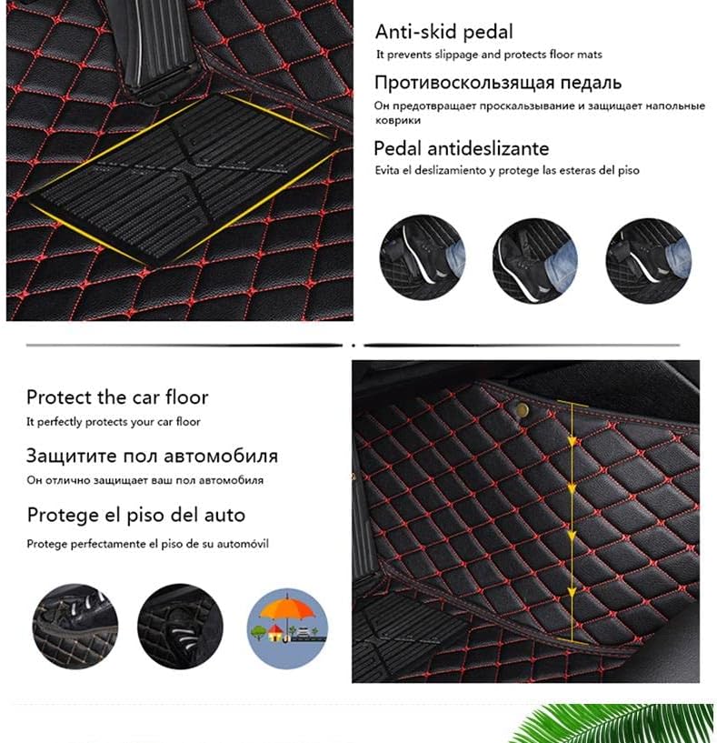 Custom Car Floor Mat Compatible with BMW Mercedes-Benz Toyota Cadillac Lexus Honda Infiniti Nissan Hyundai Kia Audi All Models Cars Sedans SUVs Automotive Mats (Black Beige Stripe)