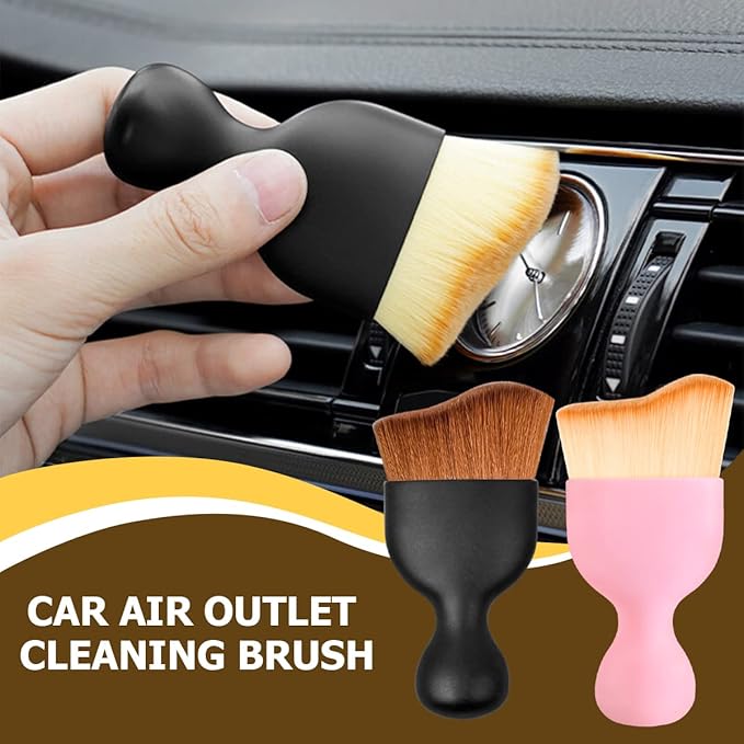 Blilo 2PCS Car Interior Detailing Brush with Dust Cover, Auto Soft Hair Cleaning Brushes, Scratch Free Curved Dirt Collectors, for Vehicle Dashboard Air Conditioner Vents Leather (Purple/2PCS)