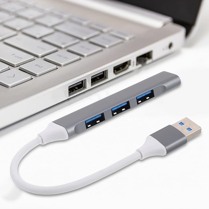ABOOFAN USB Multiport Hub for Laptop and Desktop Space Gray USB Port Expander with Cable and Packaging Box for Travel and Gaming Accessories