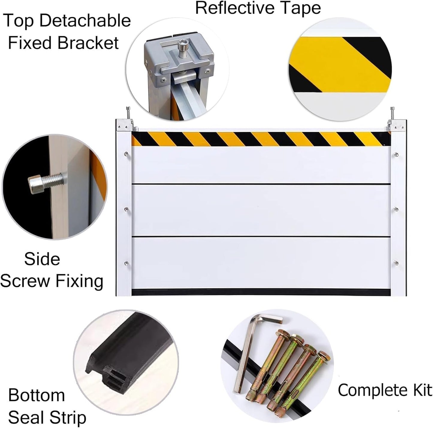 Reusable Heavy Duty Aluminum Flood Barriers for Home Exterior, Flood Protection Barriers Water Barrier Door Quick Detachable Garage Doors Detachable Mobile Rain Water Baffle (H 7.9 inch L 20FT)