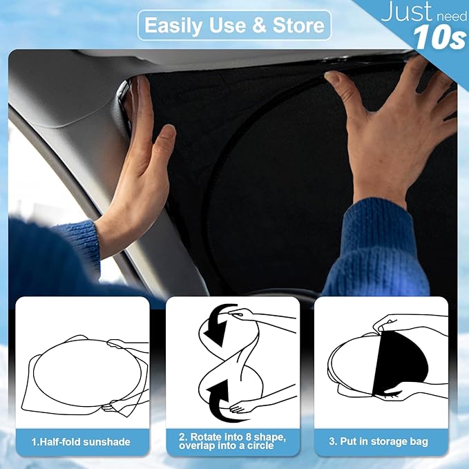 for 2022-2024 2025 Audi A3 Sun Shade Windshield Cover, Car Sunshades for Front Windows Shield Custom Fit A3 Sedan/A3 Quattro/RS3/Cabriolet/S3 Sun Visor Protector Blocks UV Rays Car Accessories