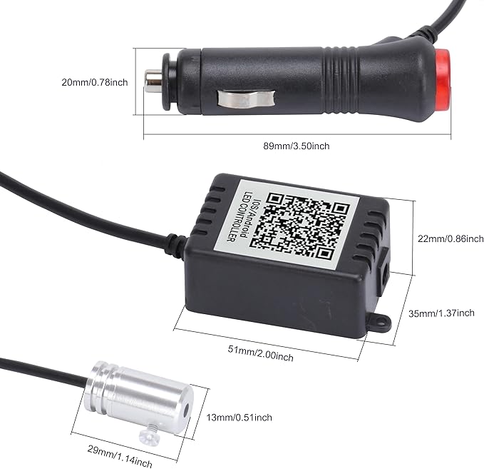 Car Ambient Lighting Optic Fiber 64 Colors Music Sound Active with APP Control Car Decorative Atmosphere Lighting Kit DC 12V 1W 4m