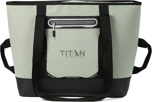 Titan by Arctic Zone Soft Sided Cooler Tote, Insulated Bag with Handle, Shoulder Strap, and Zipper for Lunch, Picnic, and Travel, 30 Can Capacity